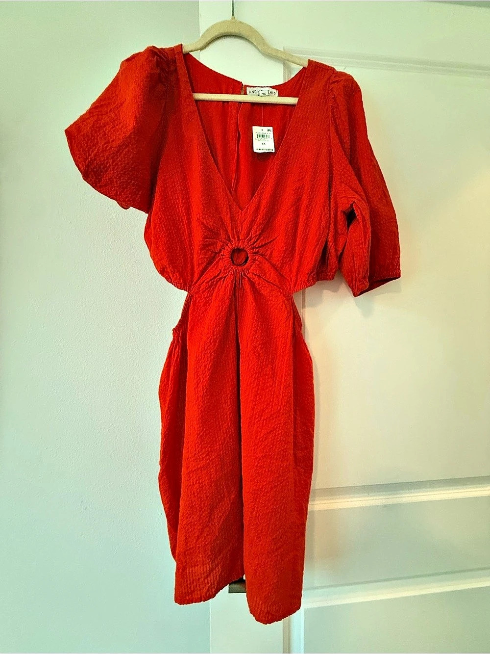 And Now This Spectator Dress Red Cotton Midi Dress Size 1X NWT